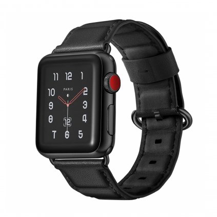 1038 luxusni kozeny reminek pro apple watch cerny