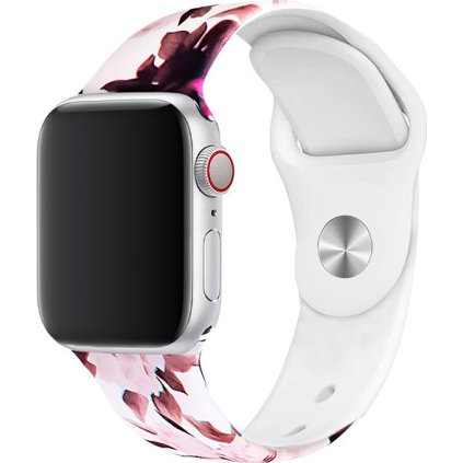 Řemínek s potiskem pro Apple Watch - Rosaria (Barva Bílá, Velikost 38/40/41mm, Obvod M-L (střední až větší obvod zápěstí))