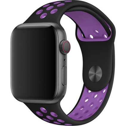 Sportovní řemínek na Apple Watch - Černo-fialový (Barva Černá, Velikost 38/40/41mm, Obvod S-M (menší až střední obvod zápěstí))