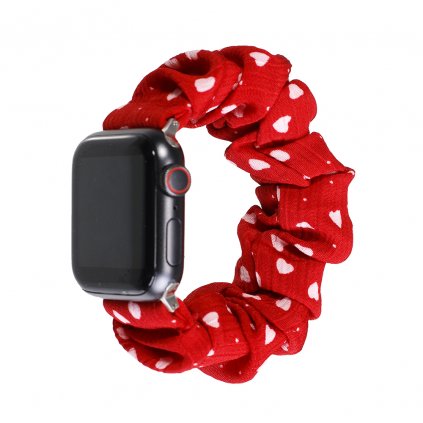 1434 stylovy reminek pro apple watch cerveny s bilymi srdicky