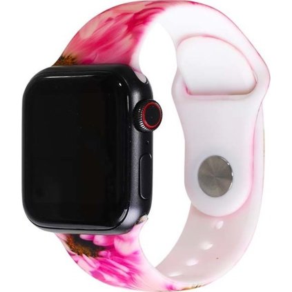 Řemínek s potiskem pro Apple Watch - Růžová slunečnice (Velikost 38/40/41mm, Obvod S-M (menší až střední obvod zápěstí), Barva Růžová)
