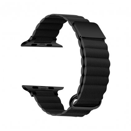 1704 2 stylovy kozeny reminek s magnetem pro apple watch cerny