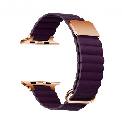 Stylový kožený řemínek s magnetem pro Apple Watch - Cherry