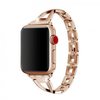 1752 stylovy reminek s kaminky pro apple watch rose gold