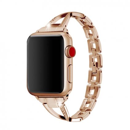 Stylový řemínek s kamínky pro Apple Watch - Rose Gold