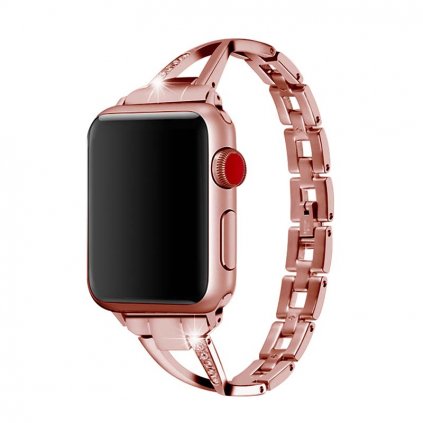 1755 stylovy reminek s kaminky pro apple watch rose pink