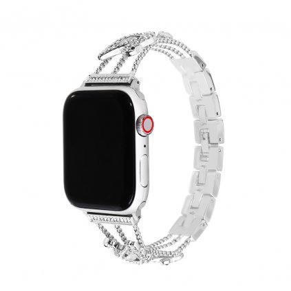 2022 2 stylovy reminek s kaminky a labuti pro apple watch stribrny