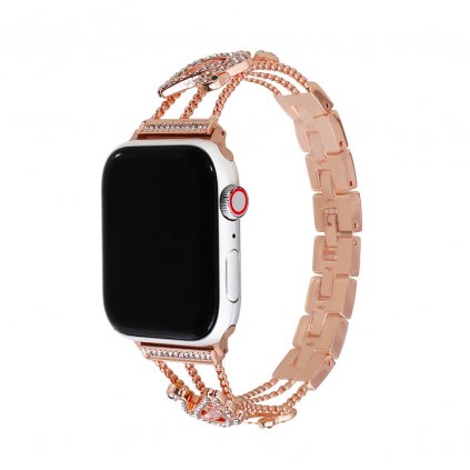 2079 2 stylovy reminek s kaminky a labuti pro apple watch rose gold