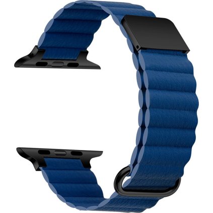 Stylový kožený řemínek s magnetem pro Apple Watch - Tmavě modrý (Velikost 38/40/41mm, Barva Tmavě modrá)