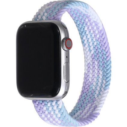 Pletený navlékací řemínek pro Apple Watch - Pastelový (Velikost 38/40/41mm, Obvod M (střední obvod zápěstí), Barva Bílo-fialová)