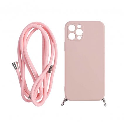 Silikonový obal na iPhone s provázkem - Pink Sand