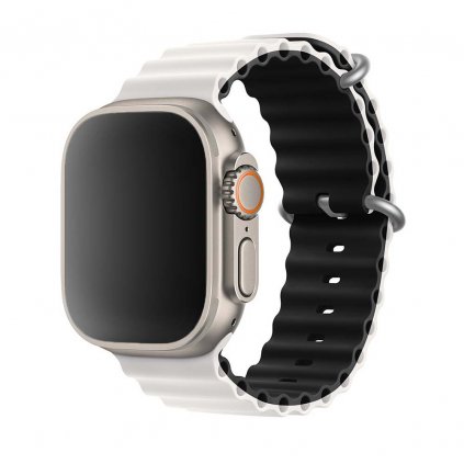 2346 1 stylovy vroubkovany reminek pro apple watch bilo cerny