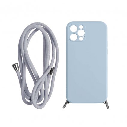 Silikonový obal na iPhone s provázkem - Fog blue