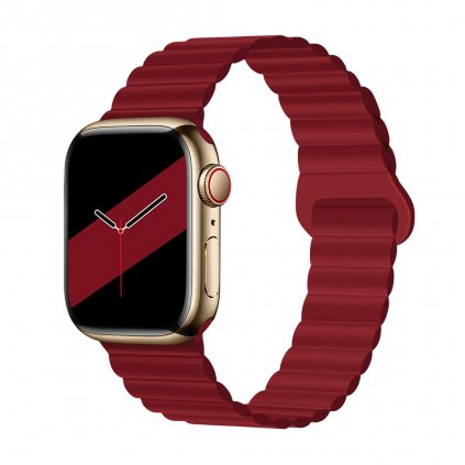 2778 stylovy reminek s magnetem pro apple watch tmave cerveny