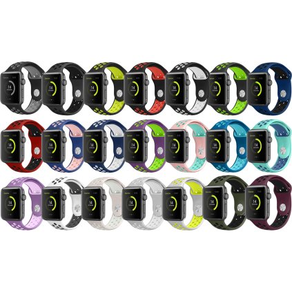 Perforovaný řemínek pro Apple Watch 38/40/41/42(S10)mm (Barevná varianta Černo-Šedý)