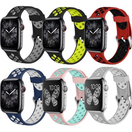 Perforovaný řemínek s přezkou pro Apple Watch 38/40/41/42(S10)mm (Barevná varianta Černo-Šedý)