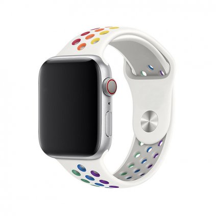 Sportovní řemínek na Apple Watch - Rainbow white