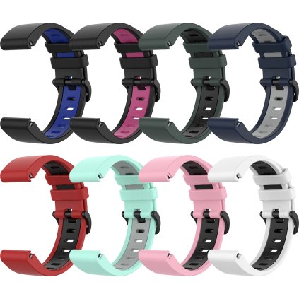 QuickFit silikonový dvojbarevný řemínek s přezkou 22mm (Barevná varianta Černo-Modrý)