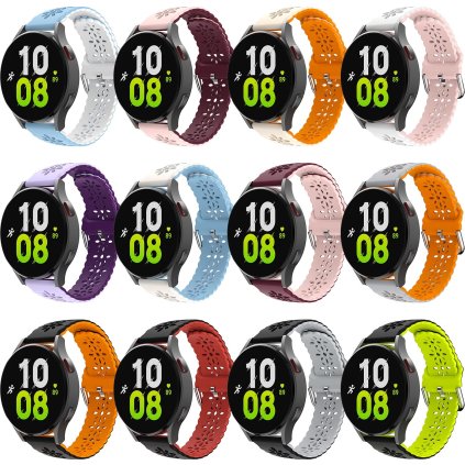 20mm řemínek dvojbarevný s perforováním a přezkovým zapínáním (Barevná varianta Modro-bílý)