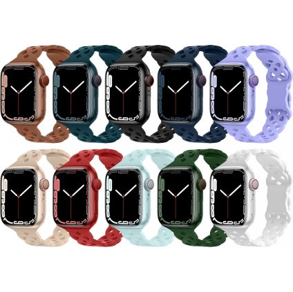 Silikonový úzký perforovaný řemínek pro Apple Watch 38/40/41/42(S10)mm (Barevná varianta Černý)