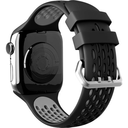 Perforovaný řemínek s dvojitým zapínáním pro Apple Watch 38/40/41/42(S10)mm (Barevná varianta Černo-Šedý)