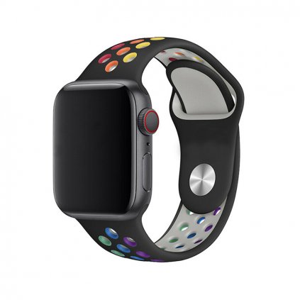 Sportovní řemínek na Apple Watch - Rainbow black