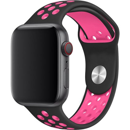 Sportovní řemínek na Apple Watch - Černo-růžový (Velikost 38/40/41mm, Obvod S-M (menší až střední obvod zápěstí), Barva Růžovo-černá)