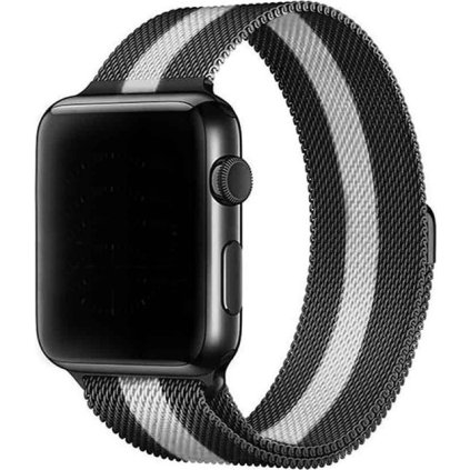 Elegantní řemínek pro Apple Watch v milánském stylu - Černo-bílý (Velikost 38/40/41mm, Barva Černo-bílá)
