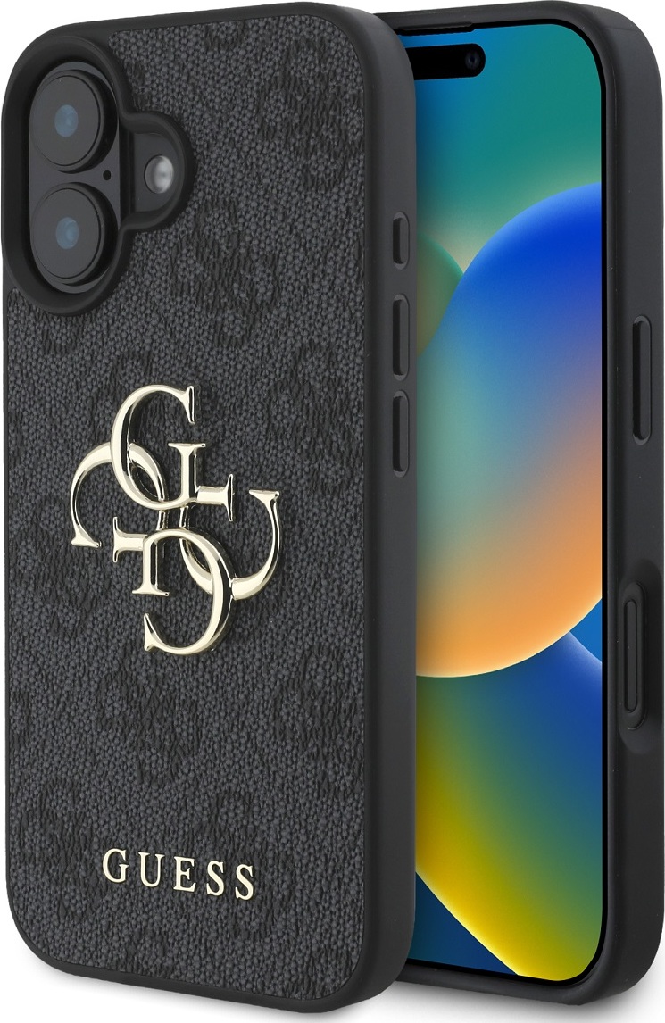 Guess PU 4G Metal Logo kryt pro iPhone 16 šedý