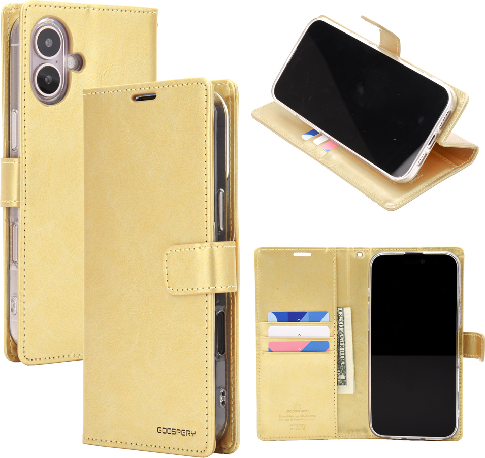 Mercury Ochranné pouzdro na iPhone 16 PLUS - Mercury, Bluemoon Diary Gold