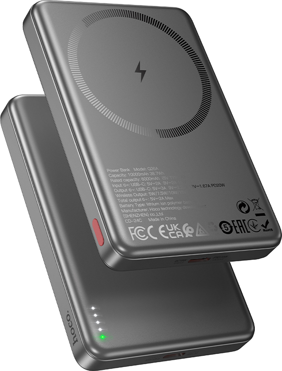 Hoco Powerbanka s MagSafe pro iPhone - Hoco, Q26A Joy PD20W 10000mAh Metal Gray