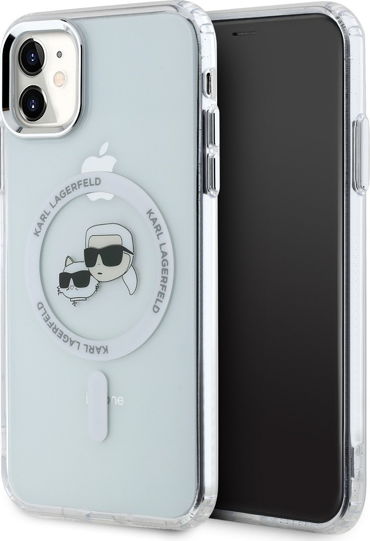 Karl Lagerfeld IML K&CH Heads Metal Frame MagSafe zadní kryt pro iPhone 11 čirý