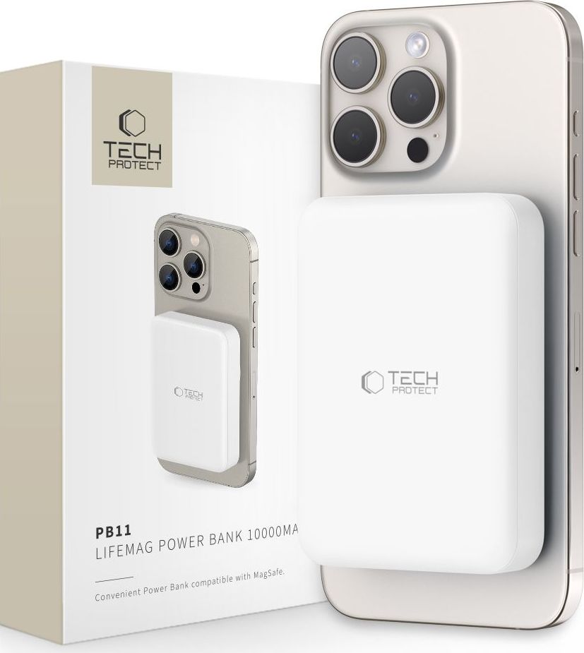 Tech-Protect Powerbanka s MagSafe pro iPhone - Tech-Protect, PB11 LifeMag 10000mAh White