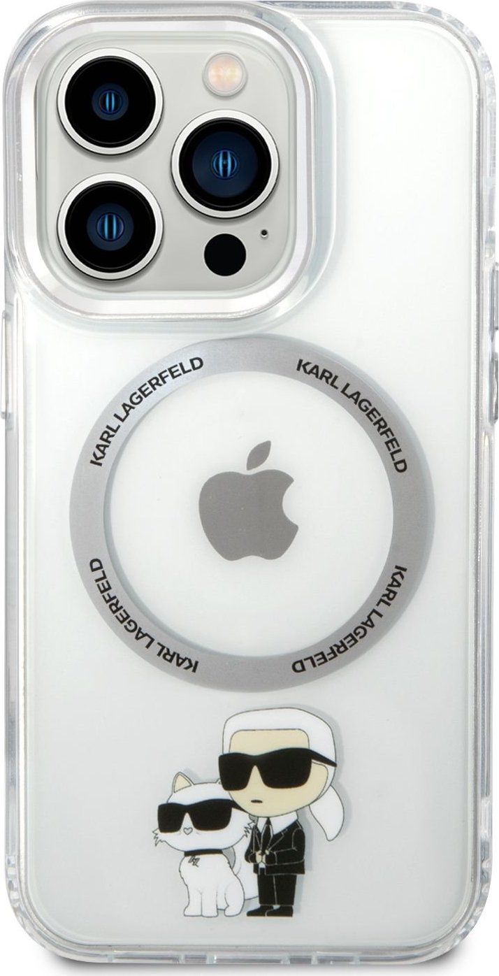 Karl Lagerfeld MagSafe IML Karl and Choupette NFT kryt iPhone 14 Pro čirý
