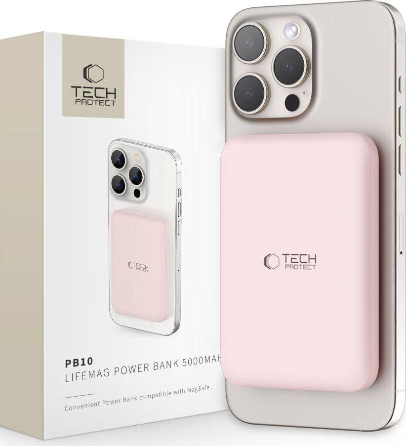 Tech-Protect Powerbanka s MagSafe pro iPhone - Tech-Protect, PB10 LifeMag 5000mAh Pink
