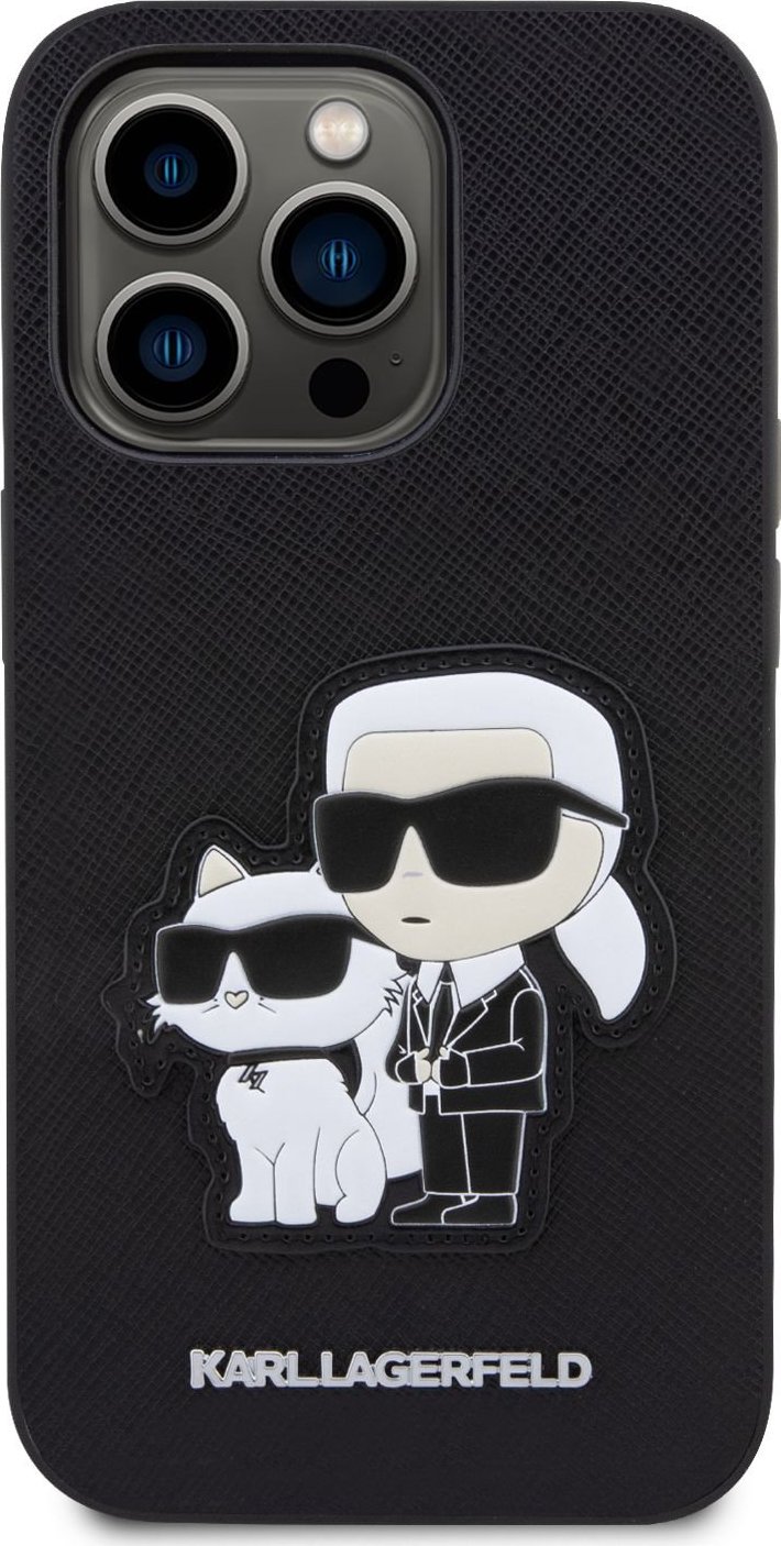 Karl Lagerfeld Ochranný kryt pro iPhone 14 Pro - Karl Lagerfeld, Saffiano Karl and Choupette NFT Black