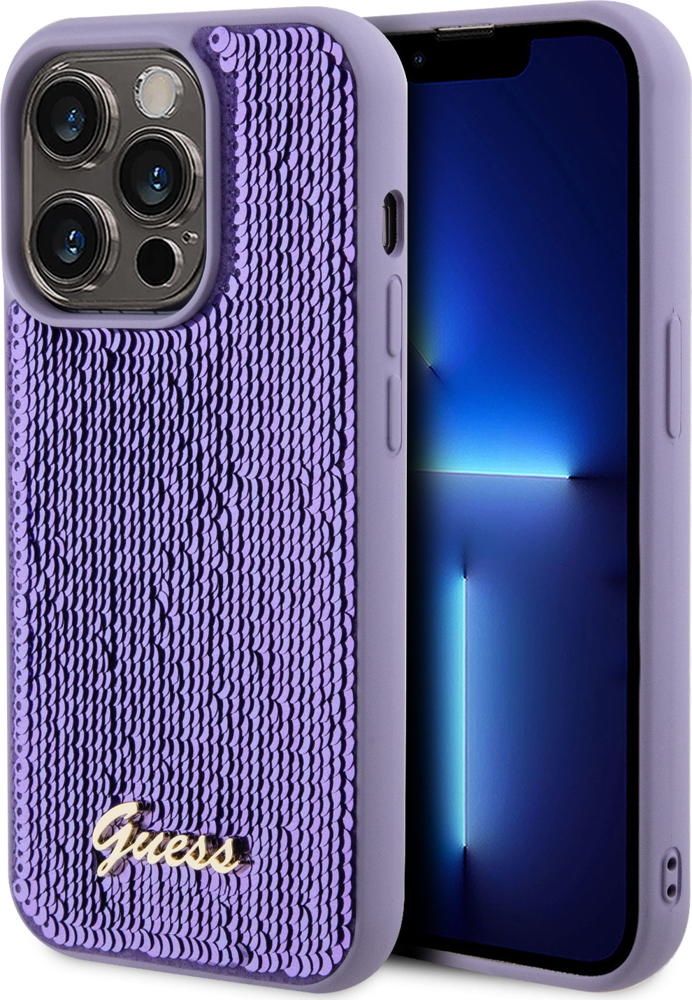 Guess Ochranný kryt na iPhone 15 Pro MAX - Guess, Sequin Script Logo Purple