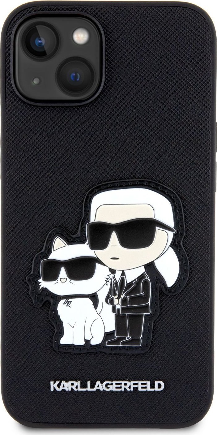 Karl Lagerfeld Ochranný kryt pro iPhone 13 - Karl Lagerfeld, Saffiano Karl and Choupette NFT Black