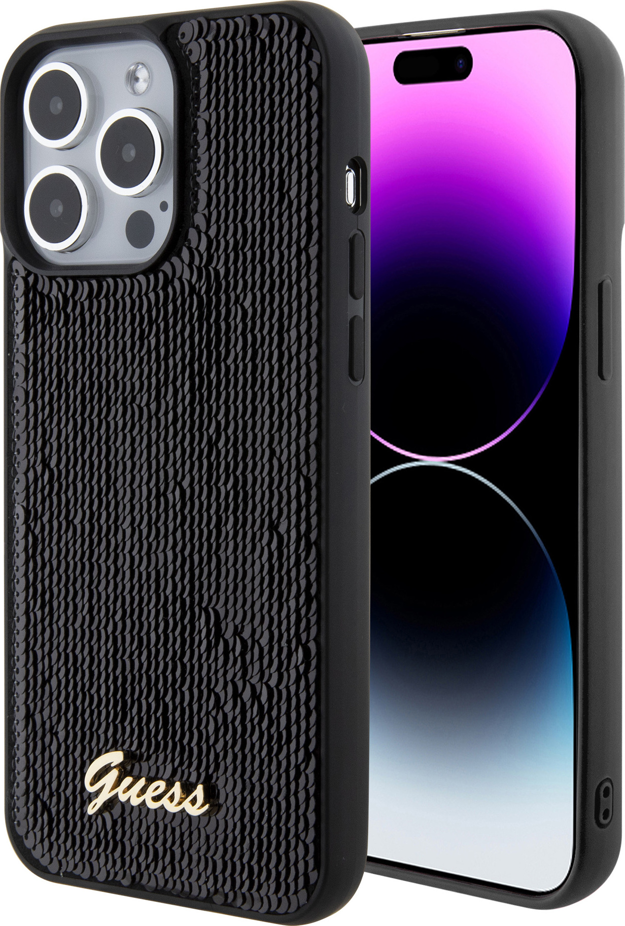 Guess Ochranný kryt na iPhone 15 Pro MAX - Guess, Sequin Script Logo Black