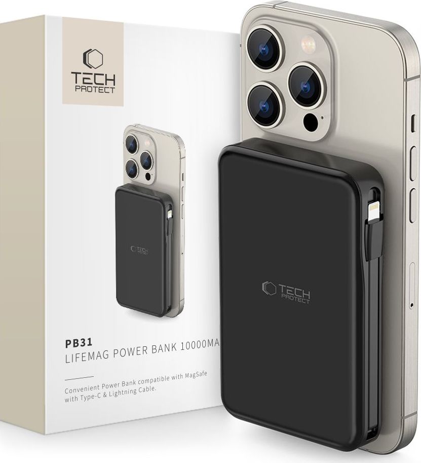 Tech-Protect Powerbanka s MagSafe pro iPhone - Tech-Protect, PB31 LifeMag 10000mAh Black