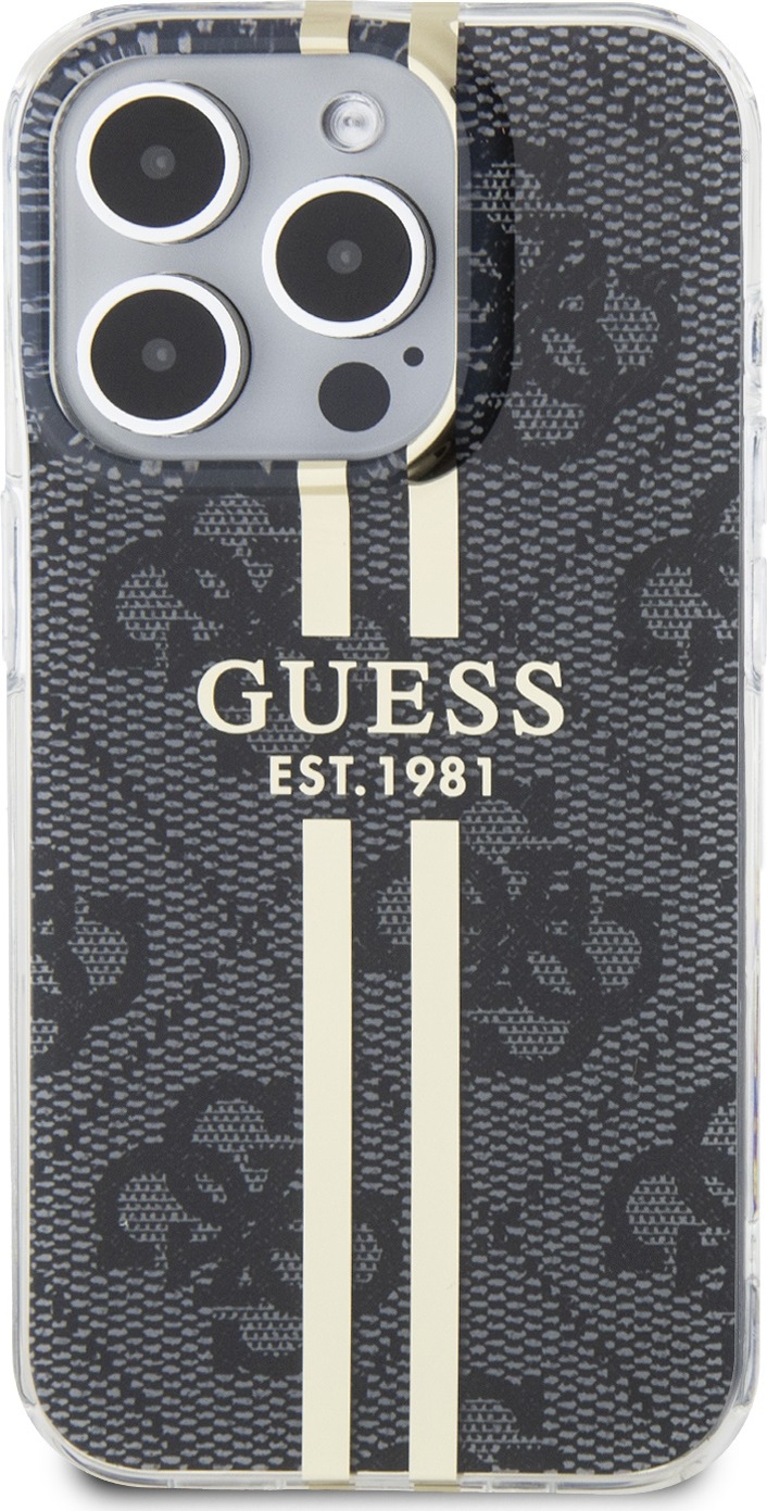 Guess Ochranný kryt na iPhone 15 Pro MAX - Guess, IML 4G Gold Stripe Black