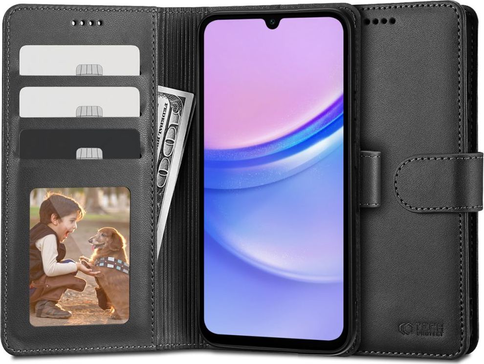 Tech-Protect Ochranné pouzdro pro Samsung Galaxy A15 - Tech-Protect, Wallet Black