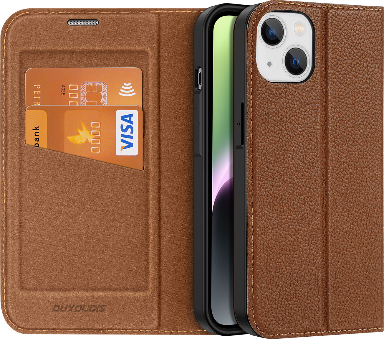 DuxDucis Knížkové pouzdro pro iPhone 14 - DuxDucis, SkinX2 Brown