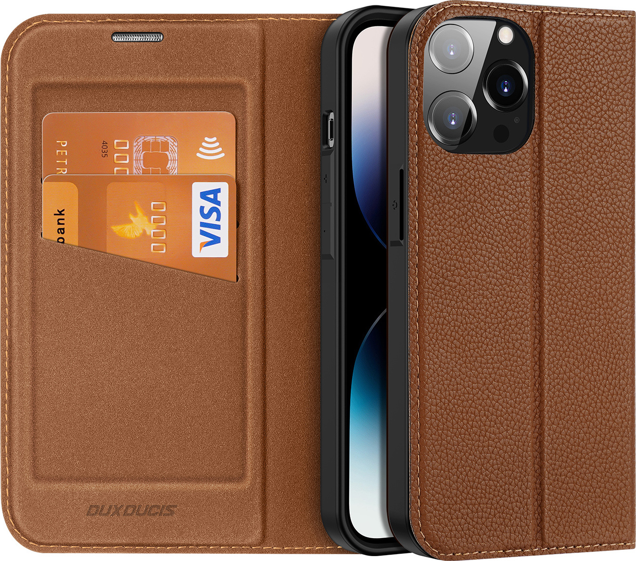 DuxDucis Knížkové pouzdro pro iPhone 14 Pro MAX - DuxDucis, SkinX2 Brown