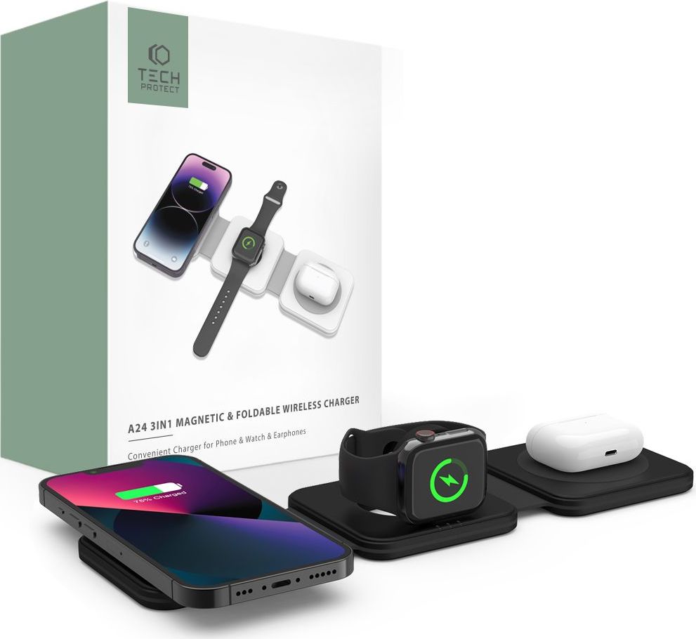 Tech-Protect Nabíječka pro iPhone, Apple Watch a AirPods - Tech-Protect, A24 MagSafe Wireless Charger Black