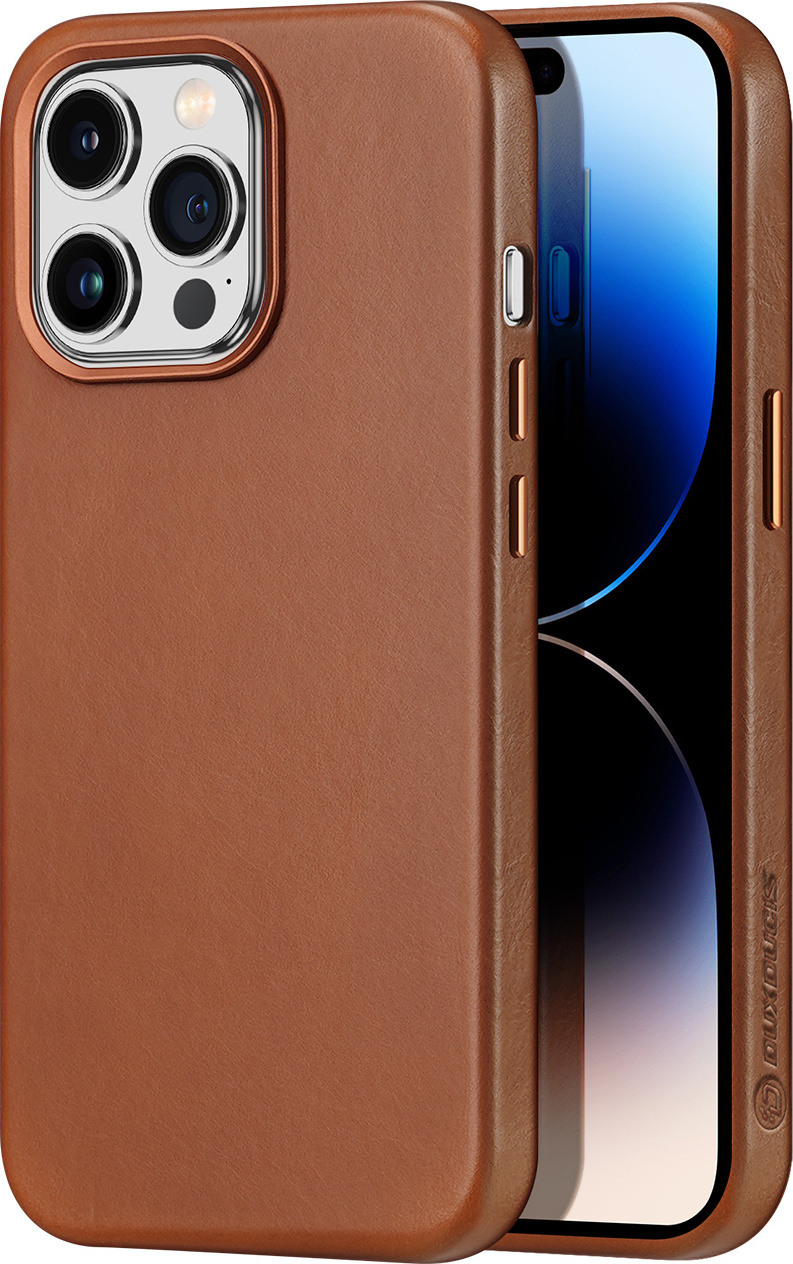 DuxDucis Kožený kryt na iPhone 14 Pro MAX - DuxDucis, Naples with MagSafe Brown
