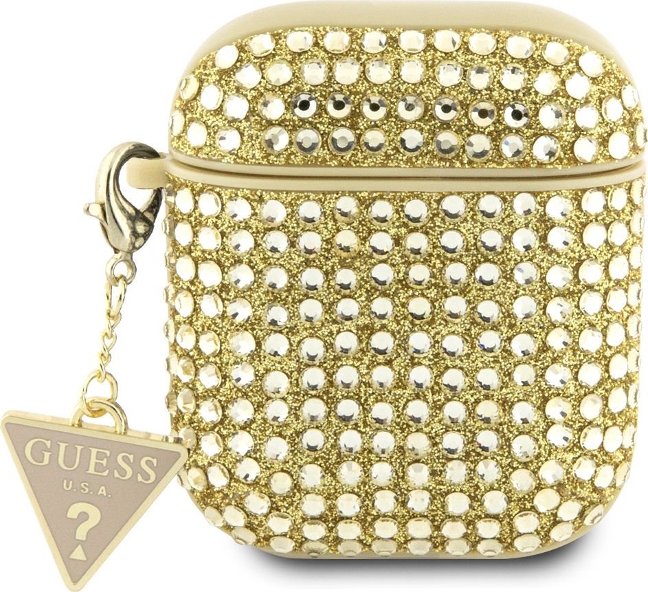 Guess Rhinestones Triangle Metal Logo pouzdro AirPods 1/2 zlaté