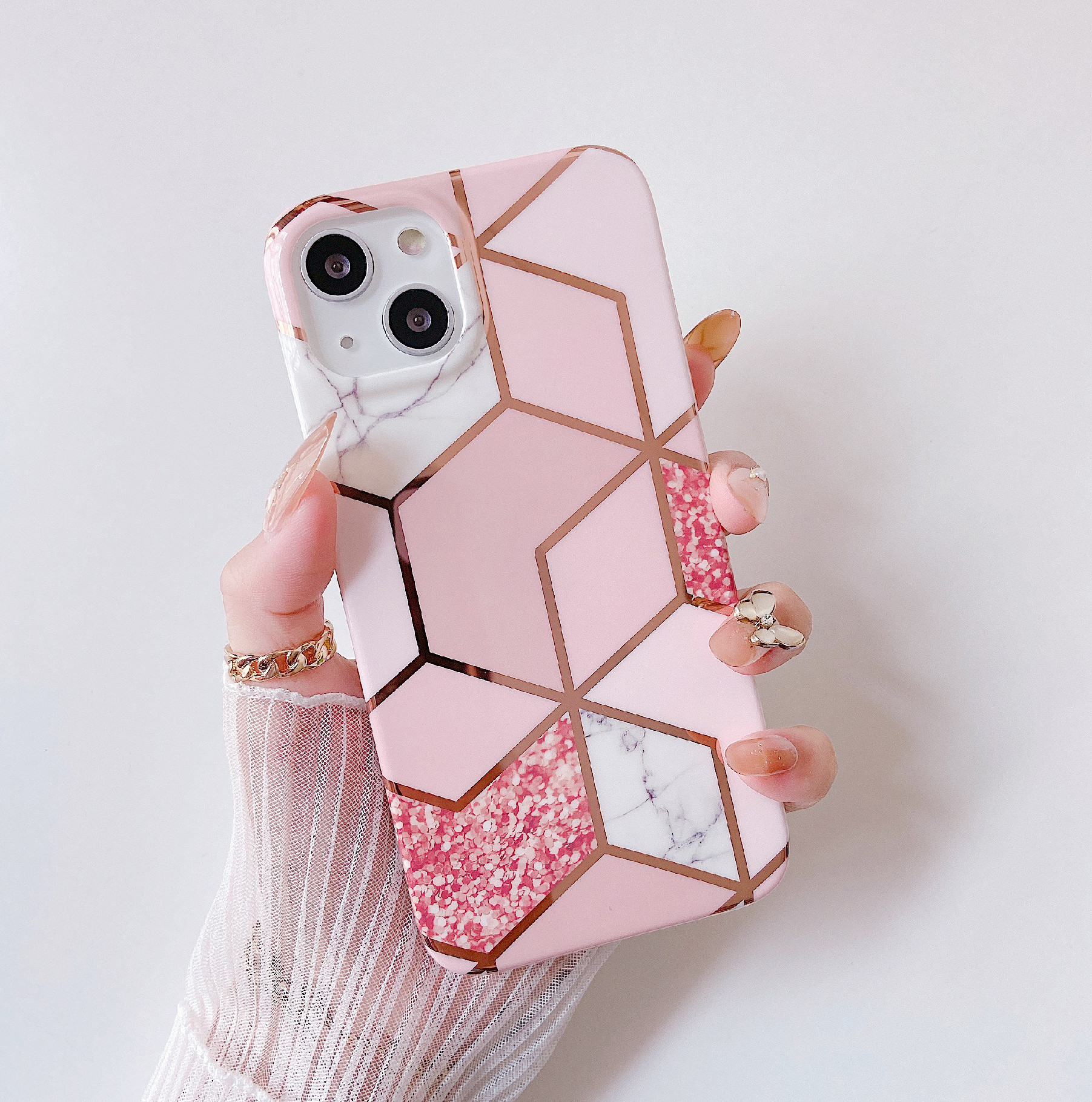 iPouzdro.cz Ochranný kryt pro iPhone 14 Pro MAX - Geometric Pink