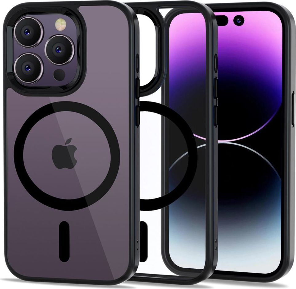 Tech-Protect Ochranný kryt pro iPhone 14 Pro - Tech-Protect, Magmat MagSafe Black/Clear
