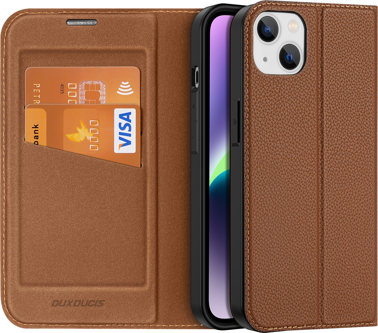 DuxDucis Knížkové pouzdro pro iPhone 14 PLUS - DuxDucis, SkinX2 Brown